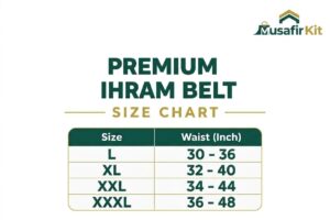 premium ihram belt chart
