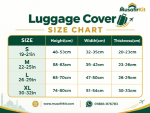 musafirkit luggage cover size chart